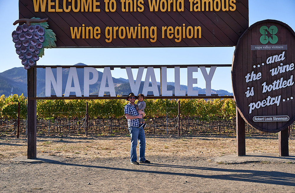 Myself and toddler at Napa Valley sign